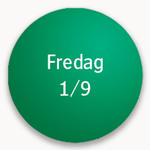 Grön cirkel med texten "fredag 1/9".